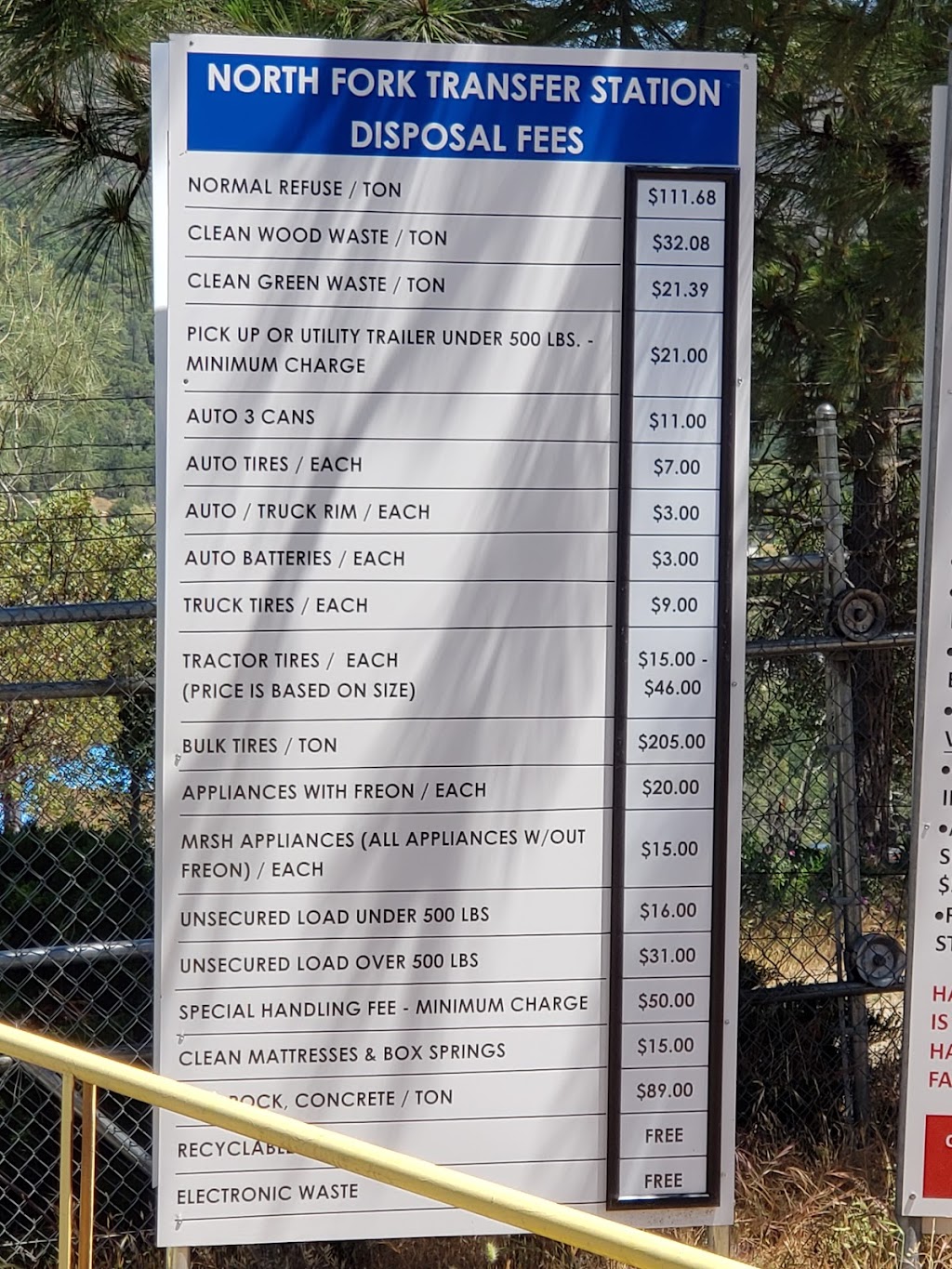 North Fork Transfer Station | 33699 Rd 274, North Fork, CA 93643, USA | Phone: (559) 877-4226
