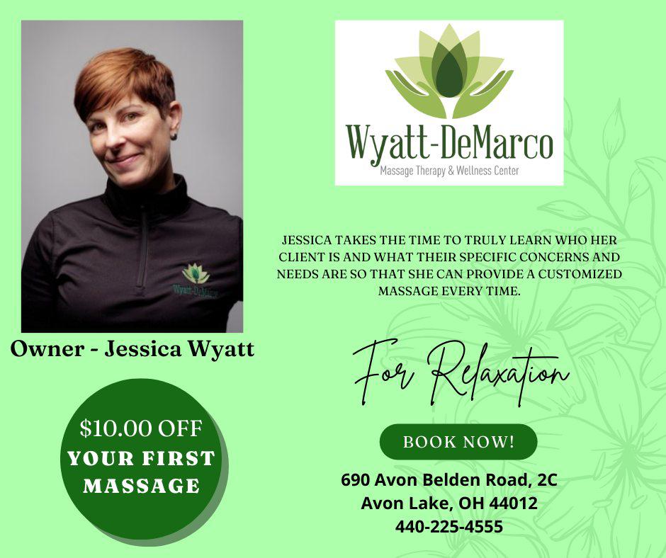 Wyatt-DeMarco Massage Therapy & Wellness Center | 684 Avon Belden Rd C1, Avon Lake, OH 44012, USA | Phone: (440) 225-4555