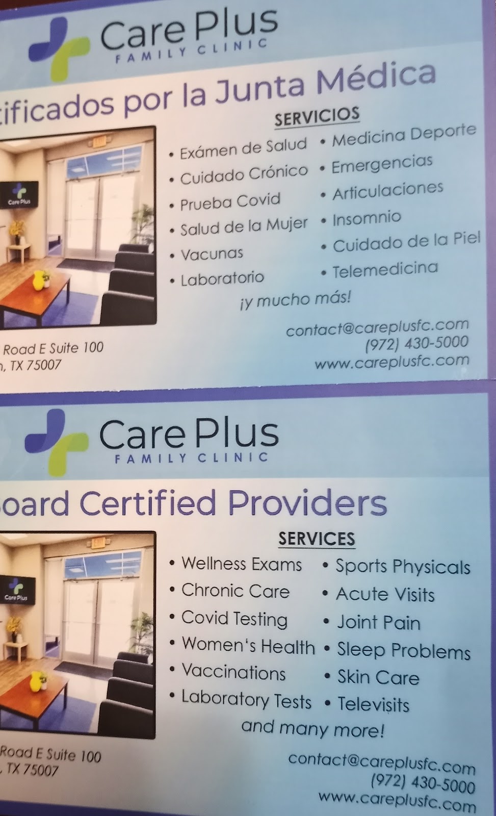 Care Plus Family Clinic | 1933 E Frankford Rd STE 100, Carrollton, TX 75007, USA | Phone: (972) 430-5000