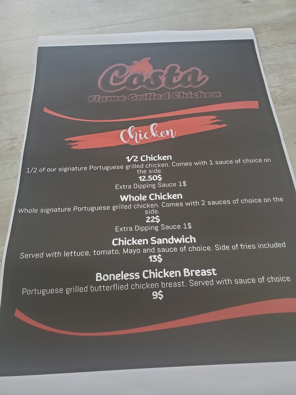 Costa Flame Grilled Chicken | 9950 Woodlands Pkwy Suite 450, The Woodlands, TX 77382, USA | Phone: (281) 651-4575