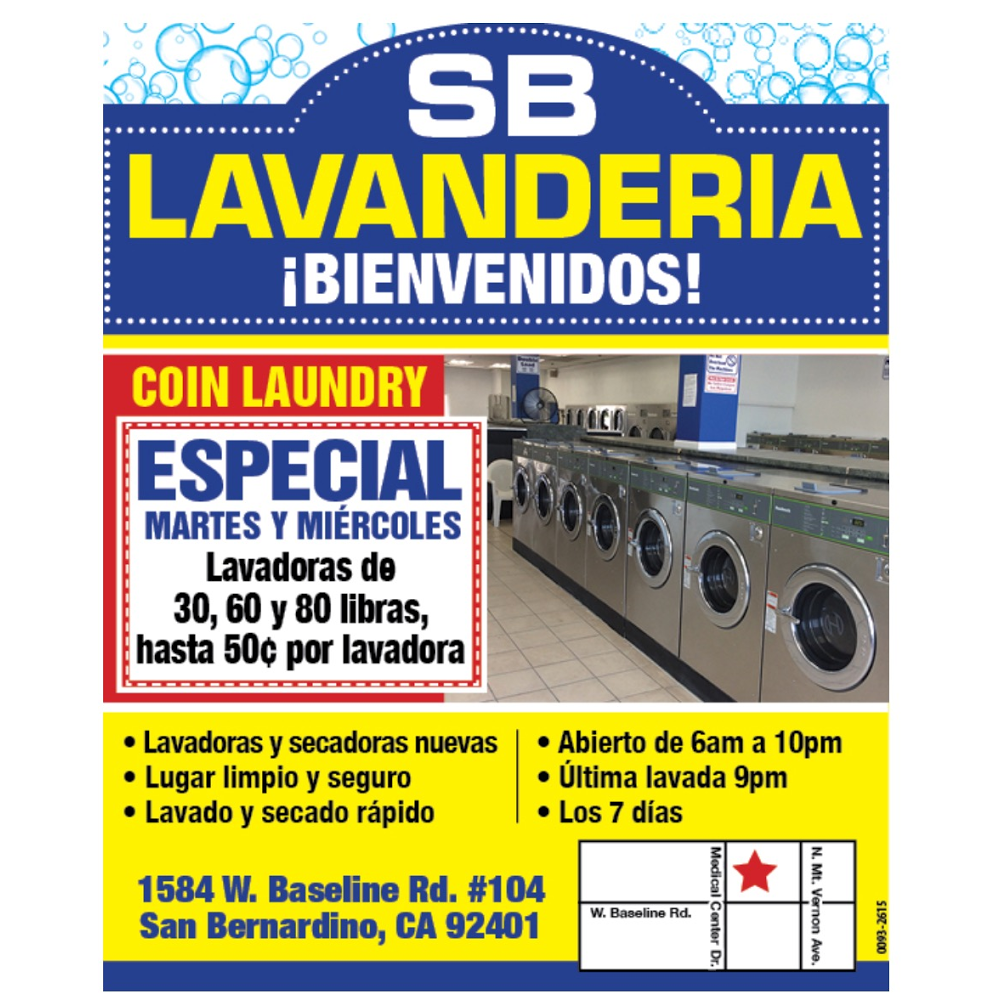 SB Coin Laundry Lavanderia | 1584 W Base Line St #104, San Bernardino, CA 92411, USA | Phone: (909) 386-0500