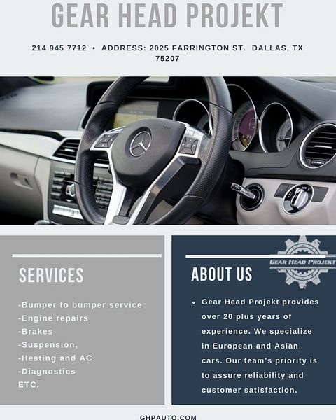 Gear Head Projekt | 2025 Farrington St, Dallas, TX 75207, USA | Phone: (214) 218-7813