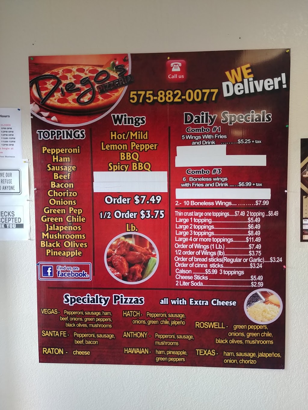 Diego s Pizzeria | 18-11206, Anthony, NM 88021, USA | Phone: (575) 882-0077