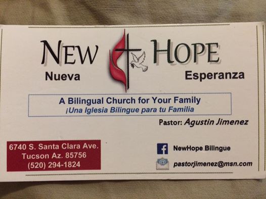 NEW HOPE United Methodist Church | 6740 S Santa Clara Ave, Tucson, AZ 85756, USA | Phone: (520) 294-1824