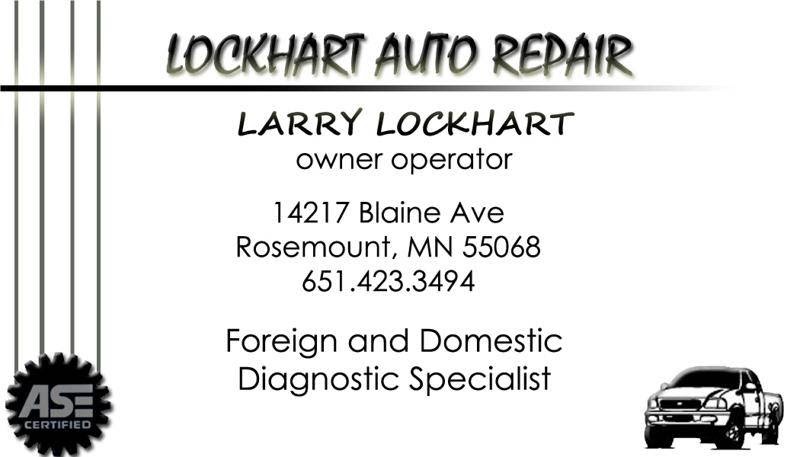 Lockhart Auto Repair | 14217 Blaine Ave E, Rosemount, MN 55068, USA | Phone: (651) 423-3494