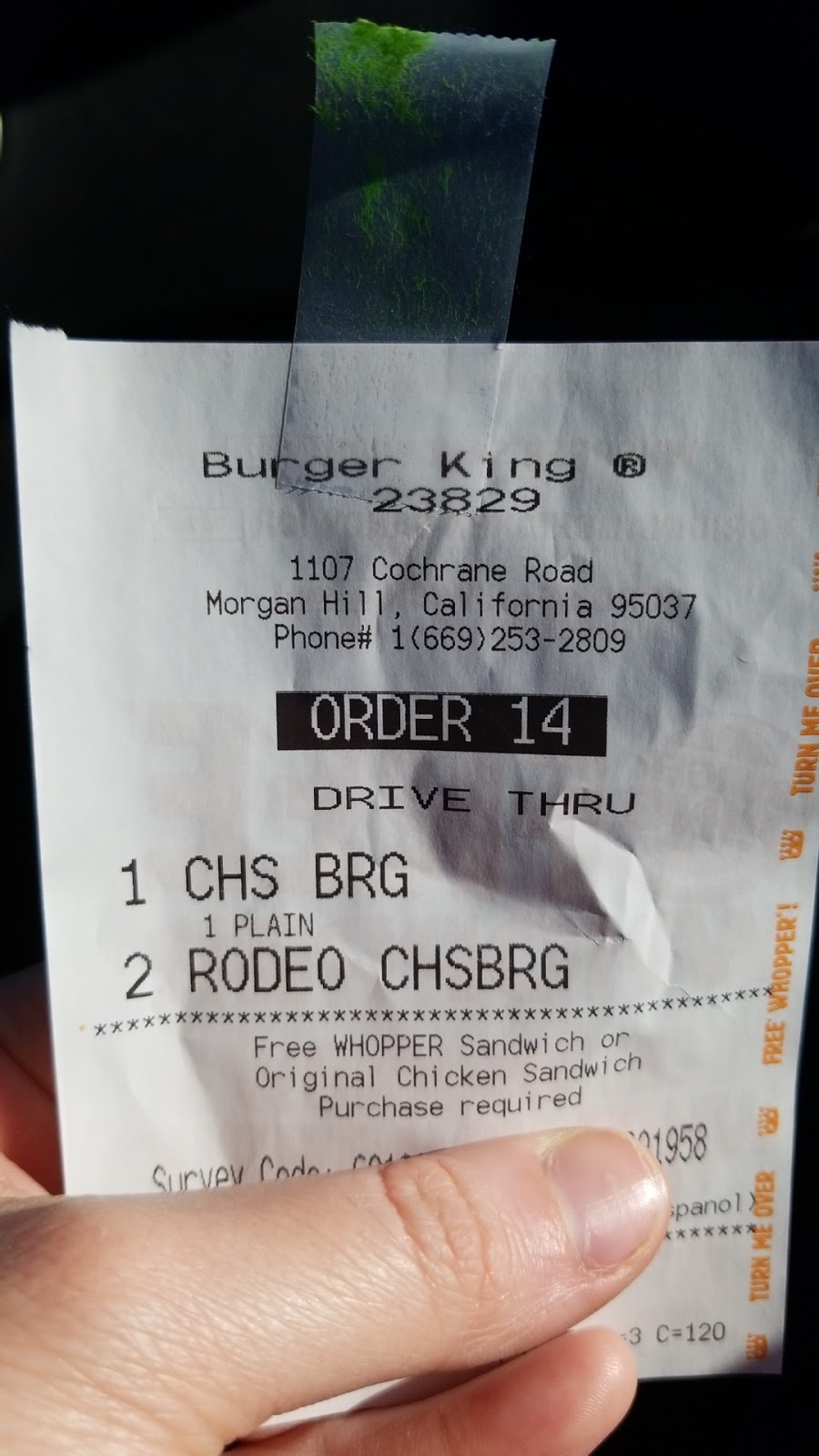 Burger King | 1107 Cochrane Rd Suite #150, Morgan Hill, CA 95037, USA | Phone: (669) 253-2809