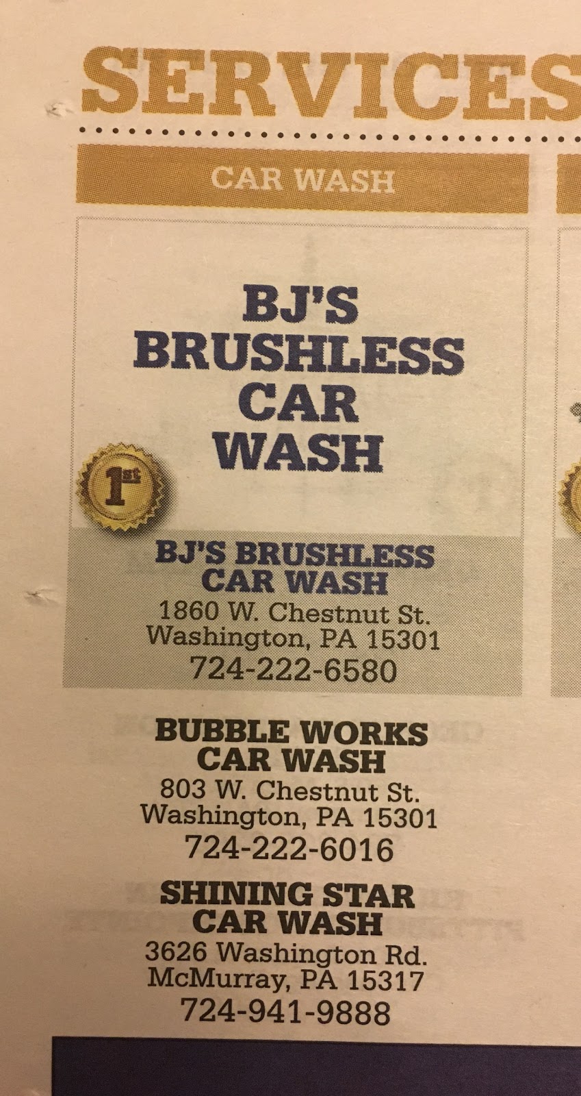 BJs Car Wash | 1860 W Chestnut St, Washington, PA 15301, USA | Phone: (724) 222-6580