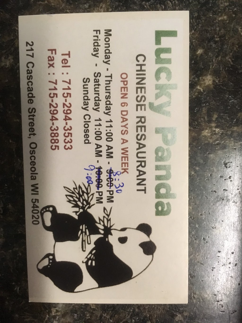 Lucky Panda | 217 N Cascade St, Osceola, WI 54020, USA | Phone: (715) 294-3533