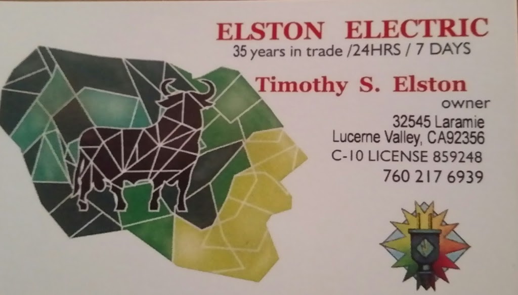 Elston Electric | 32545 Laramie St, Lucerne Valley, CA 92356, USA | Phone: (760) 217-6939