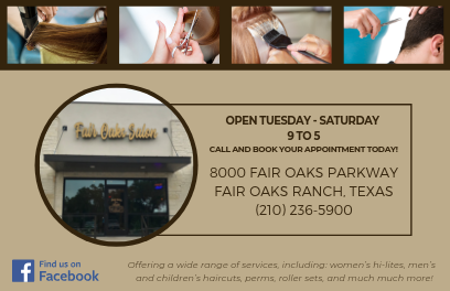 Fair Oaks Salon | 8000 Fair Oaks Pkwy, Fair Oaks Ranch, TX 78015, USA | Phone: (210) 236-5900