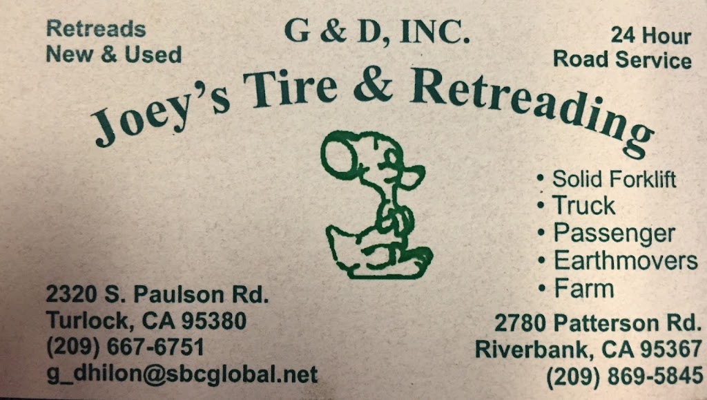 Joeys Tire & Retreading (24 Hour Roadside Assistance) | 2320 Paulson Rd, Turlock, CA 95380, USA | Phone: (209) 667-6751