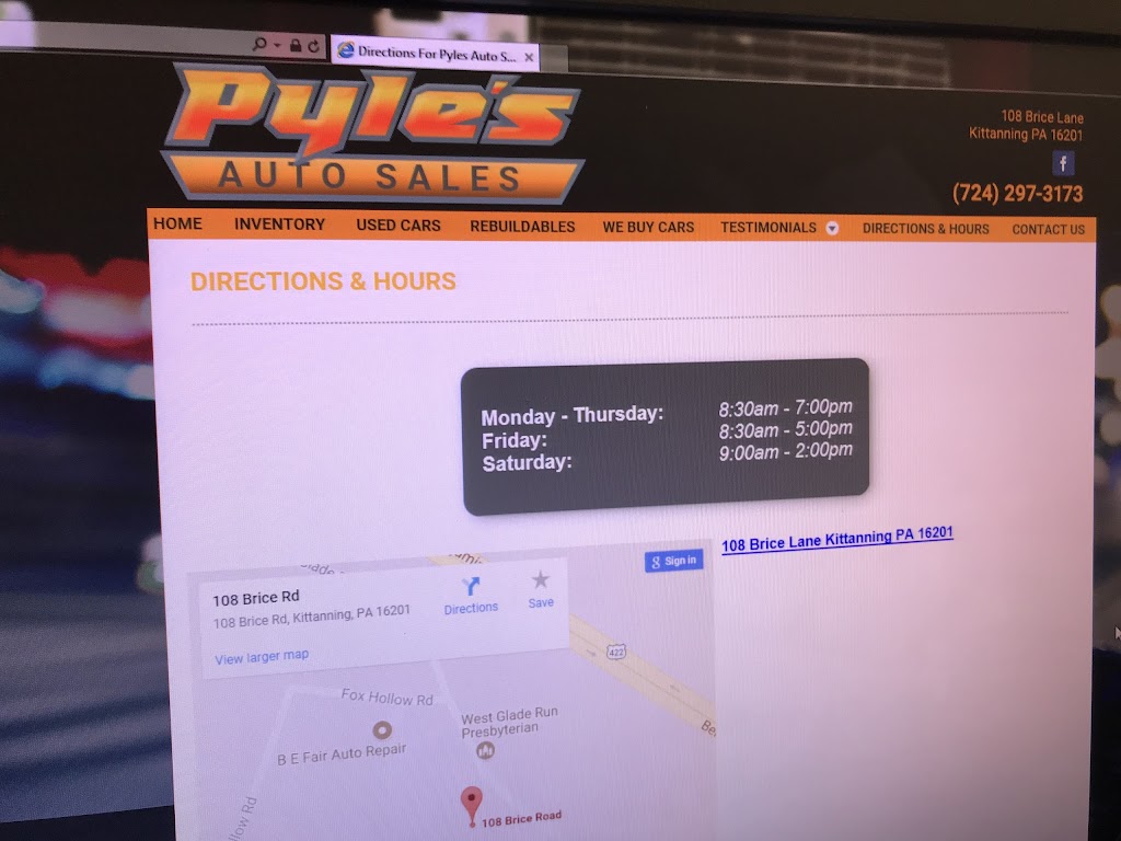 Pyles Auto Sales | 108 Brice Rd, Kittanning, PA 16201, USA | Phone: (724) 297-3173