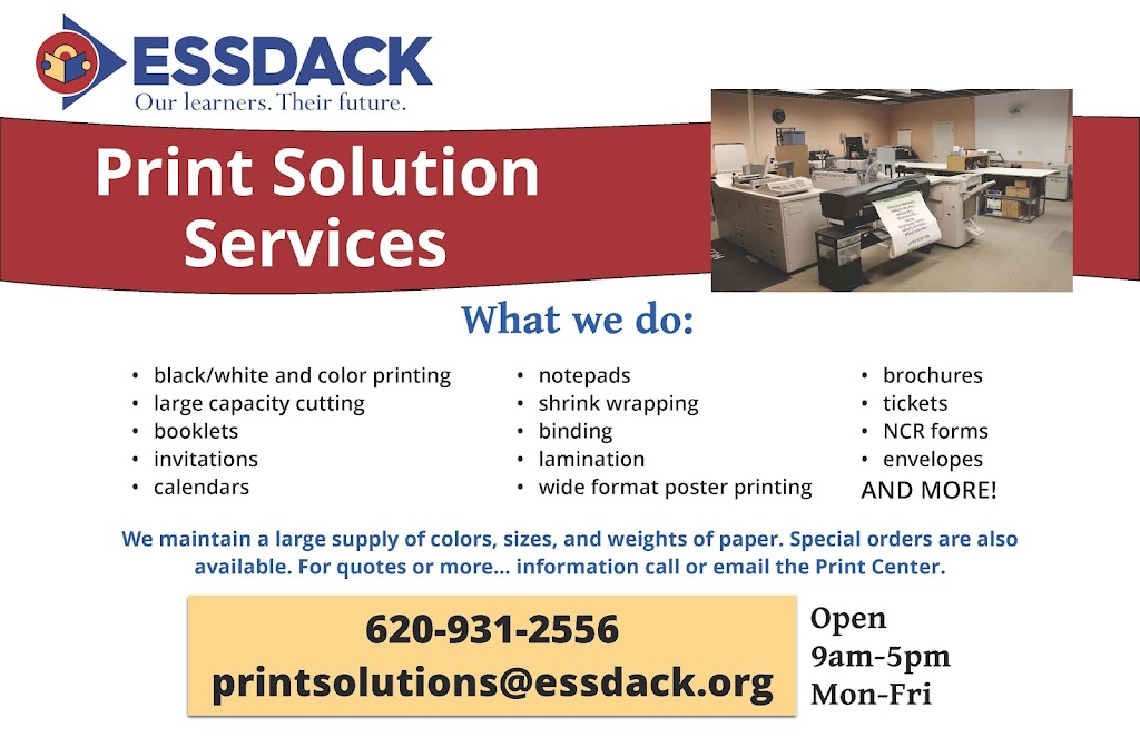 ESSDACK Print Solutions | 1500 E 11th Ave #200, Hutchinson, KS 67501, USA | Phone: (620) 931-2556