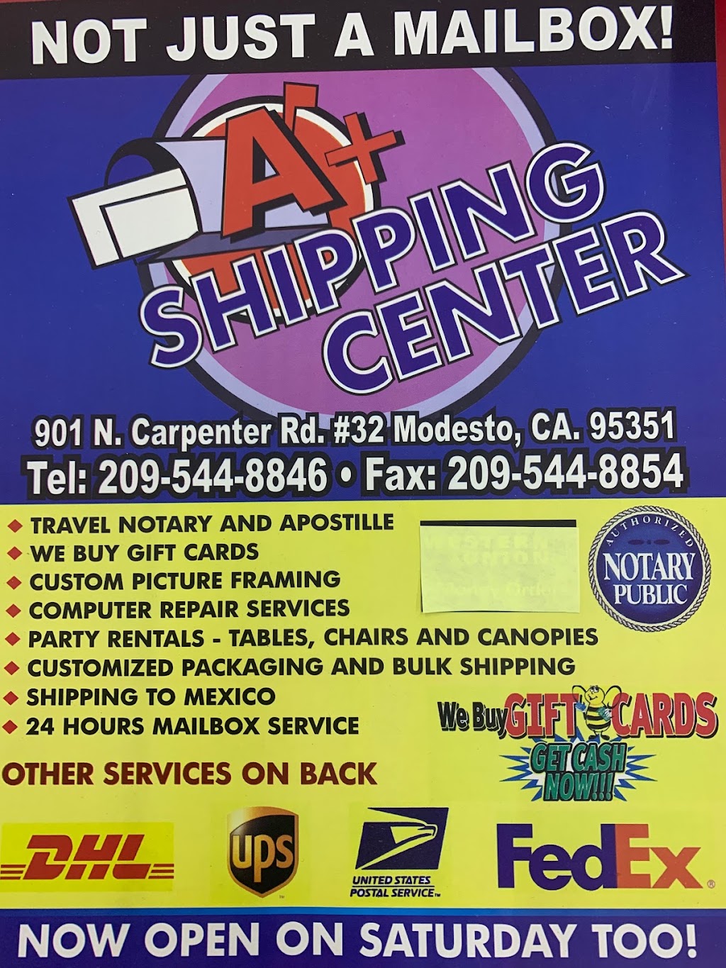 A+ Shipping Center | 901 N Carpenter Rd # 32, Modesto, CA 95351, USA | Phone: (209) 544-8846
