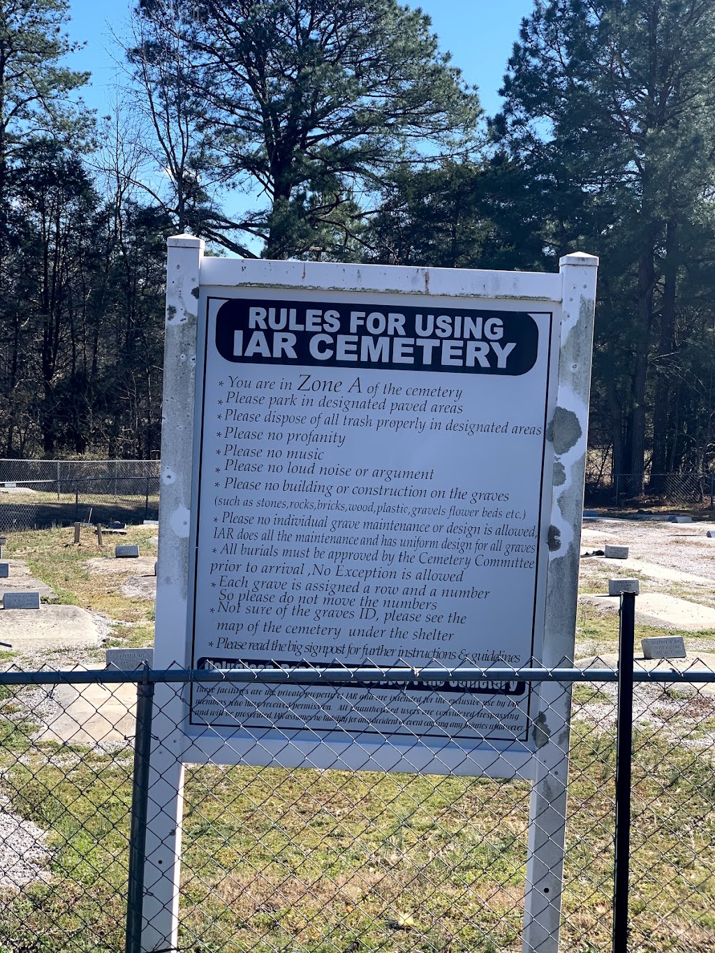 IAR Cemetery | 6711 Hankinson Rd, Wendell, NC 27591, USA | Phone: (919) 649-7126