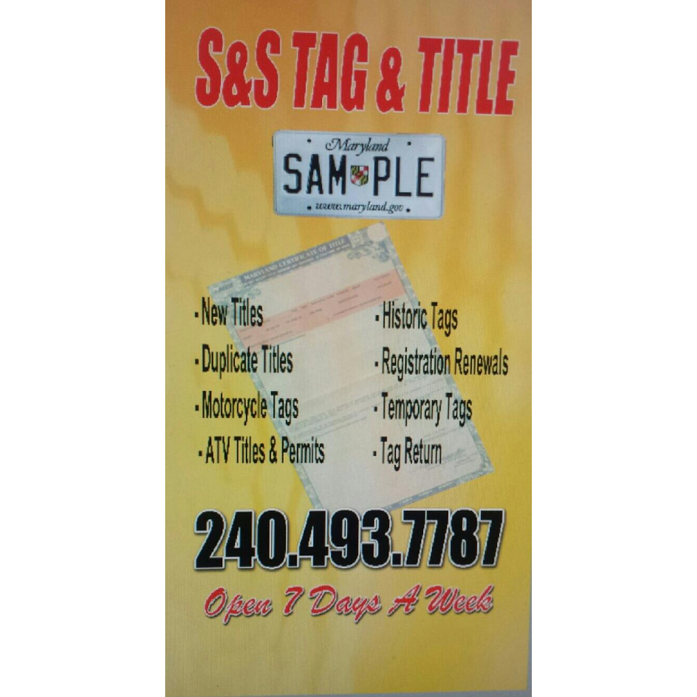 S&S TAG AND TITLE | 6069 Oxon Hill Rd, Oxon Hill, MD 20745, USA | Phone: (240) 493-7787