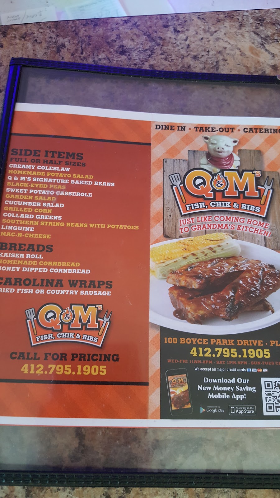 Q&Ms Fish, Chik & Ribs | 100 Boyce Park Dr, Plum, PA 15239, USA | Phone: (412) 795-1905