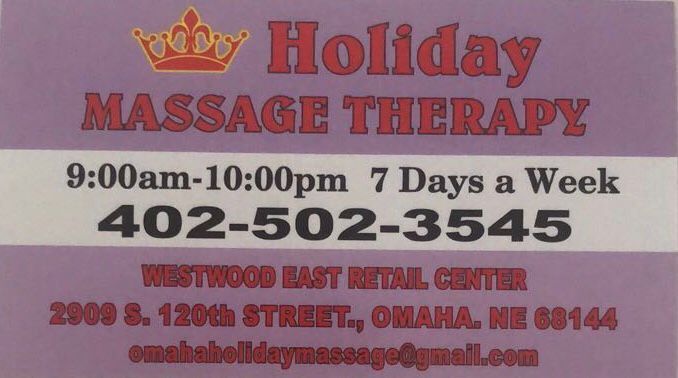 Holiday Massage Therapy | 2909 S 120th St, Omaha, NE 68144, USA | Phone: (402) 502-3545