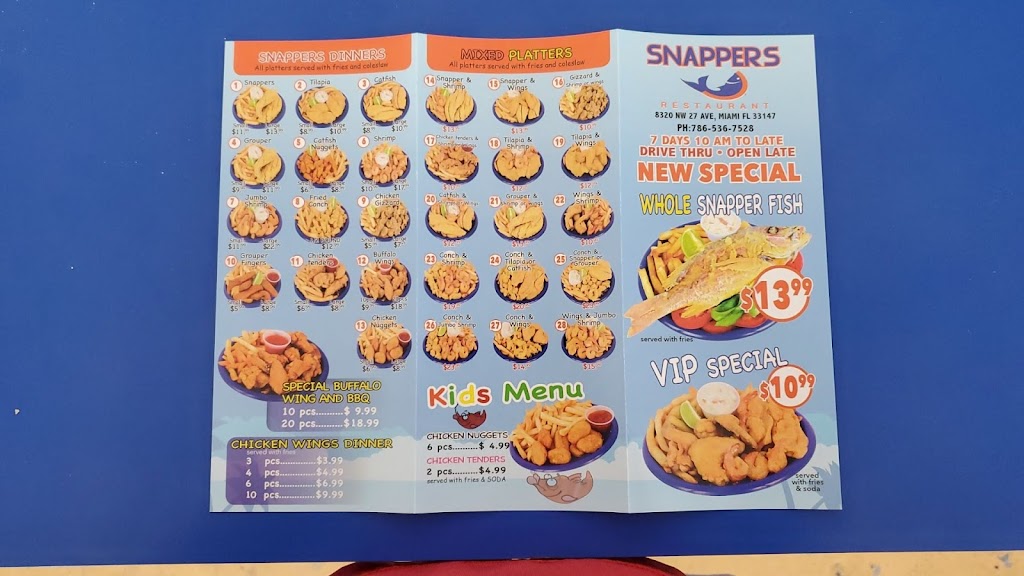 Snappers Restaurant | 8320 NW 27th Ave, Miami, FL 33147, USA | Phone: (786) 536-7528
