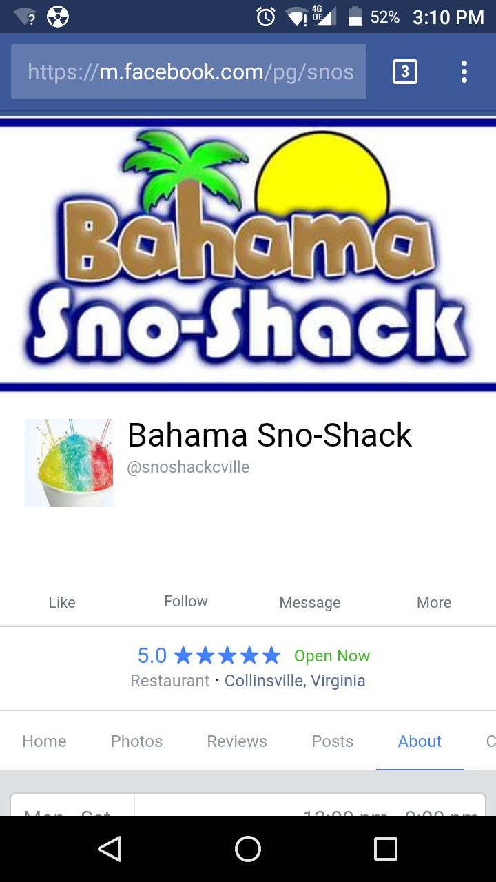 Bahama Sno-Shack | 3161 Virginia Ave, Collinsville, VA 24078, USA | Phone: (276) 252-1348