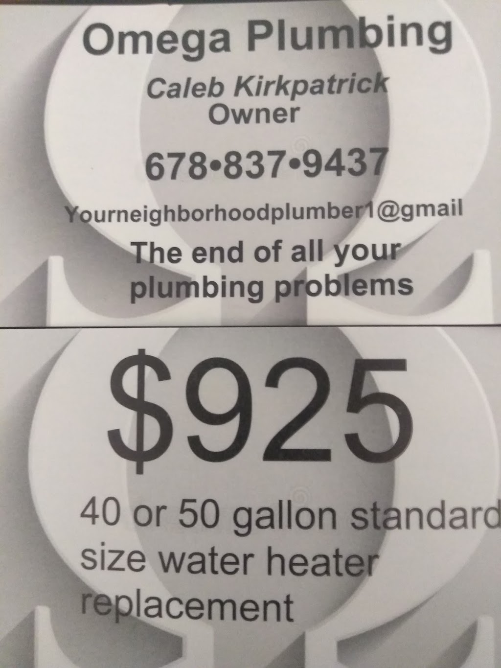 Omega Plumbing | 5480 Tonowanda Dr #5950, Acworth, GA 30102, USA | Phone: (678) 837-9437