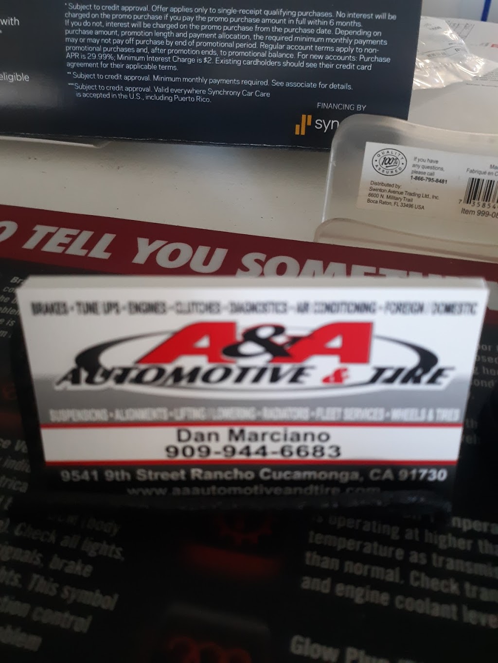 A&A Automotive and Tire | 9541 E 9th St, Rancho Cucamonga, CA 91730, USA | Phone: (909) 247-3636