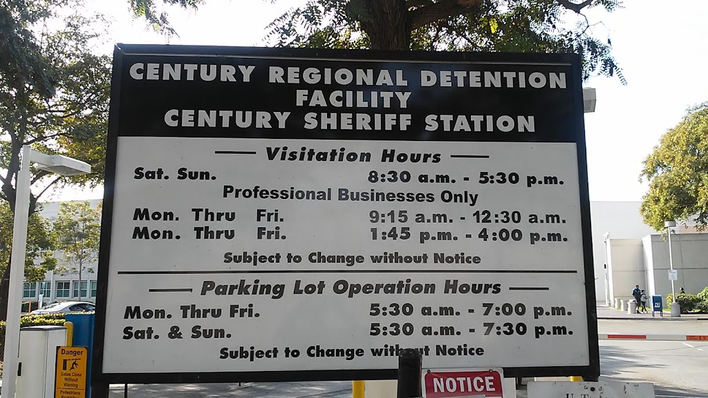 Century Regional Detention Facility | 11705 S Alameda St, Los Angeles, CA 90059, USA | Phone: (213) 473-6100