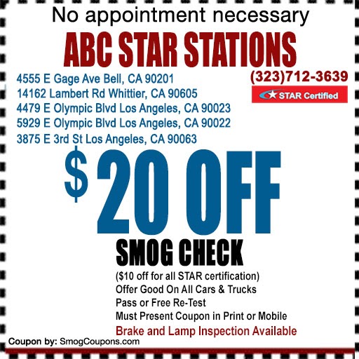 ABC Smog Check STAR Station | 4555 E Gage Ave, Bell, CA 90201, USA | Phone: (323) 712-3639