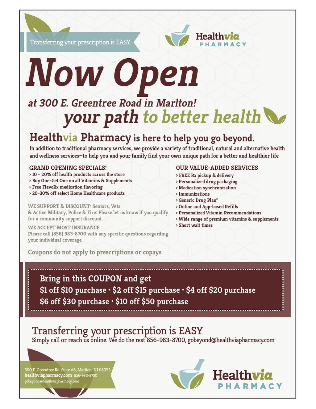 Healthvia Pharmacy | 300 E Greentree Rd Suite #8, Marlton, NJ 08053, USA | Phone: (856) 983-8700