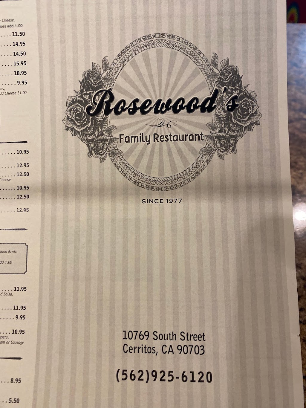Rosewoods Restaurant | 10769 South St, Cerritos, CA 90703, USA | Phone: (562) 925-6120