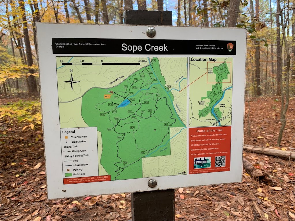 Cochran Shoals Unit Sope Creek | Sope Creek Entrance, Marietta, GA 30067, USA | Phone: (770) 952-0370