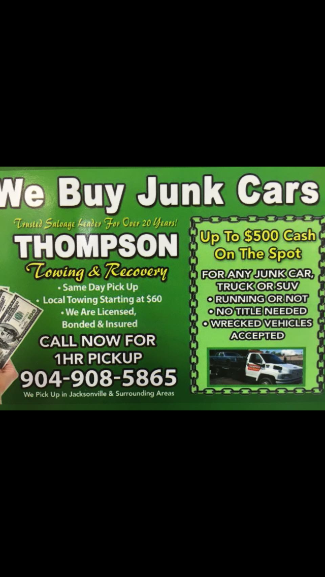 Thompson Towing -TOP DOLLAR PAID for JUNK CARS | 8007 Ramona Blvd West, Jacksonville, FL 32221, USA | Phone: (904) 759-4452