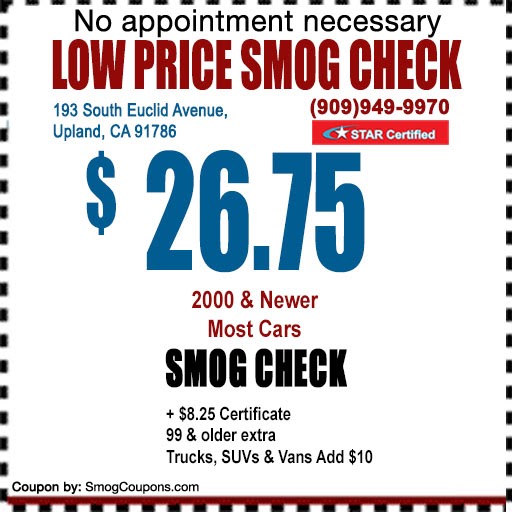 Low Price Smog Check | 193 S Euclid Ave, Upland, CA 91786, USA | Phone: (909) 949-9970