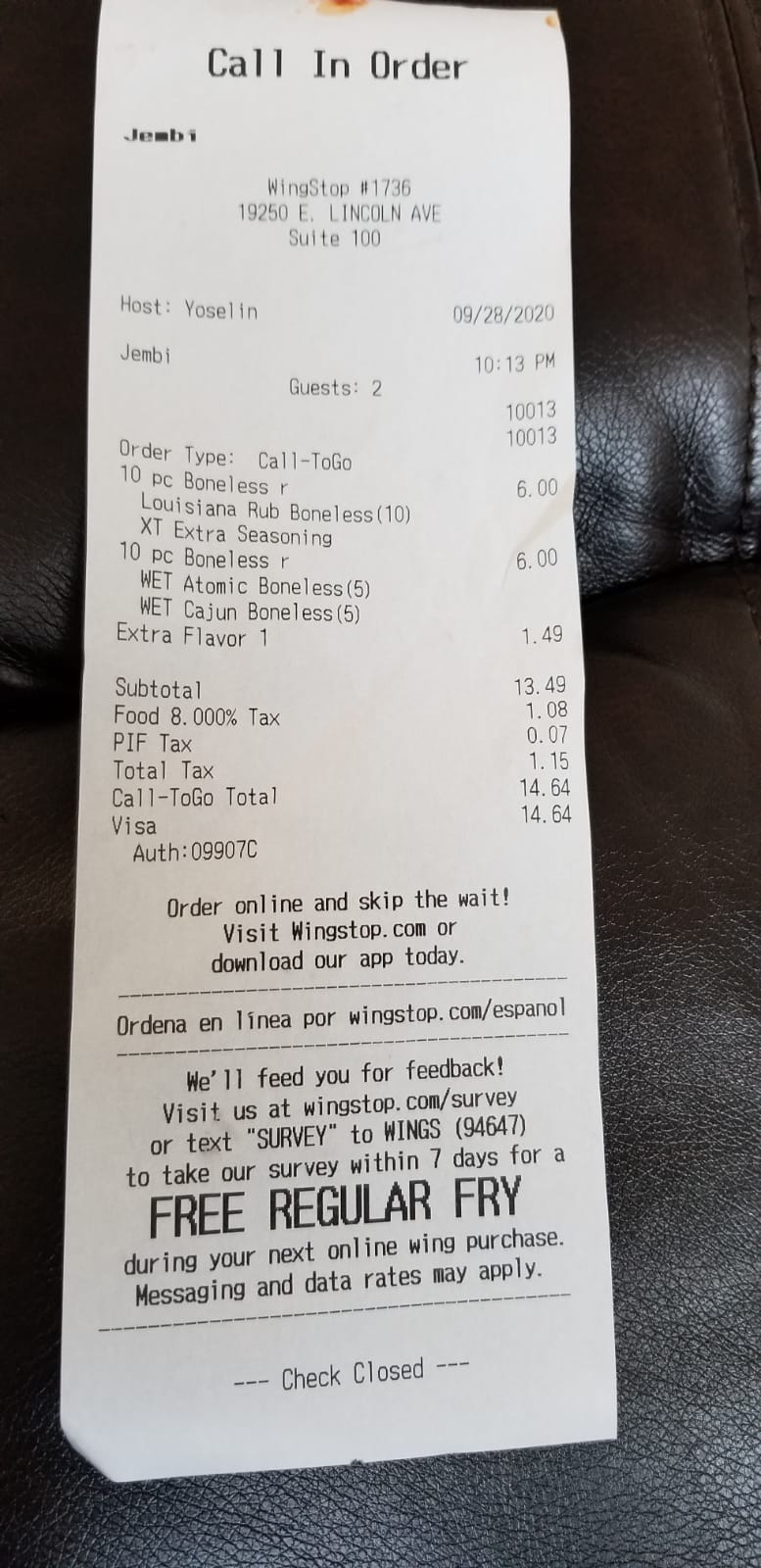 Wingstop | 19250 Lincoln Ave, Parker, CO 80138, USA | Phone: (720) 647-9274