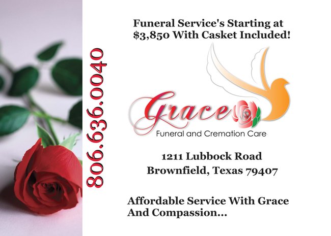Grace Funeral and Cremation Care Inc. | 1211 Lubbock Rd, Brownfield, TX 79316, USA | Phone: (806) 636-0040