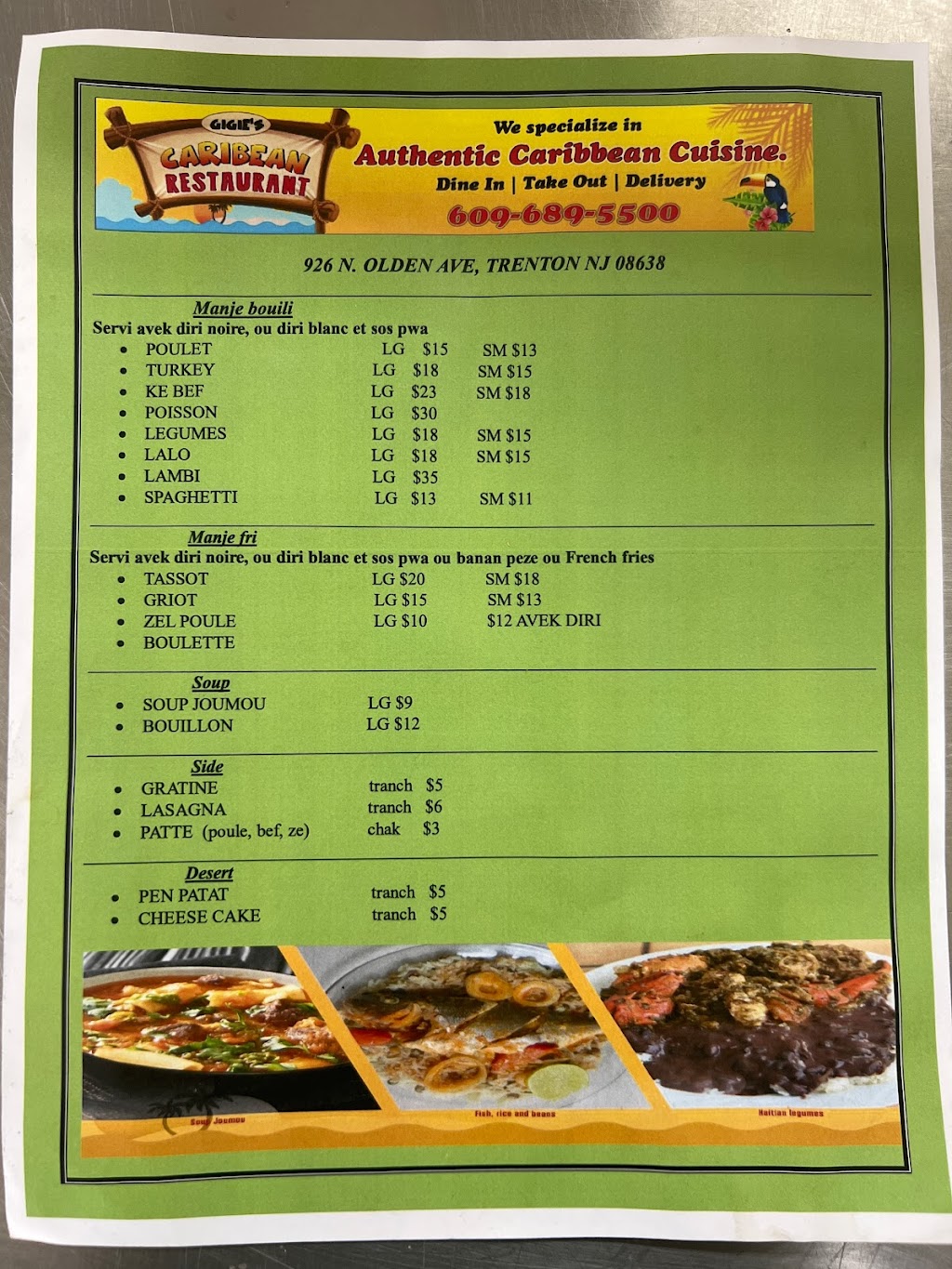 Gigies Haitian Caribbean restaurant | 926 N Olden Ave 1st floor, Trenton, NJ 08638, USA | Phone: (609) 689-5500