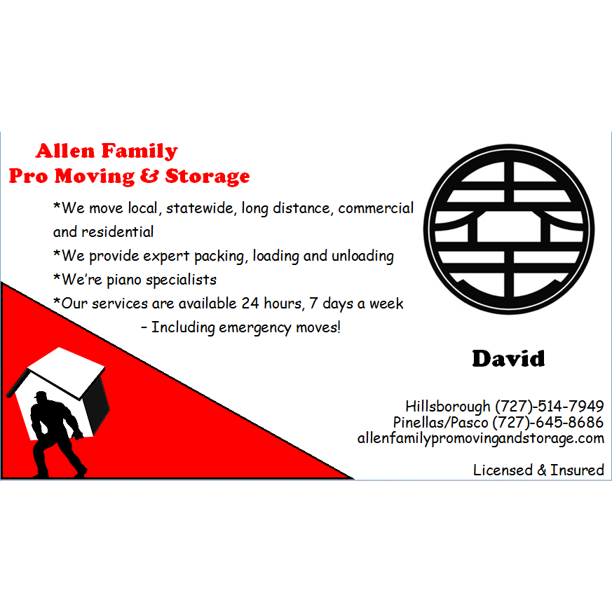 Allen Family Pro Moving & Storage | 9810 Stephenson Dr, New Port Richey, FL 34655, USA | Phone: (727) 645-8686