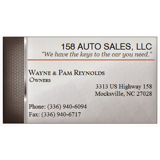 158 Auto Sales LLC | 3313 US-158, Mocksville, NC 27028, USA | Phone: (336) 940-6094