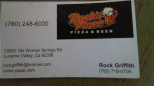 Rocks Place Pizza And More | 32800 Old Woman Springs Rd, Lucerne Valley, CA 92356, USA | Phone: (760) 248-6000