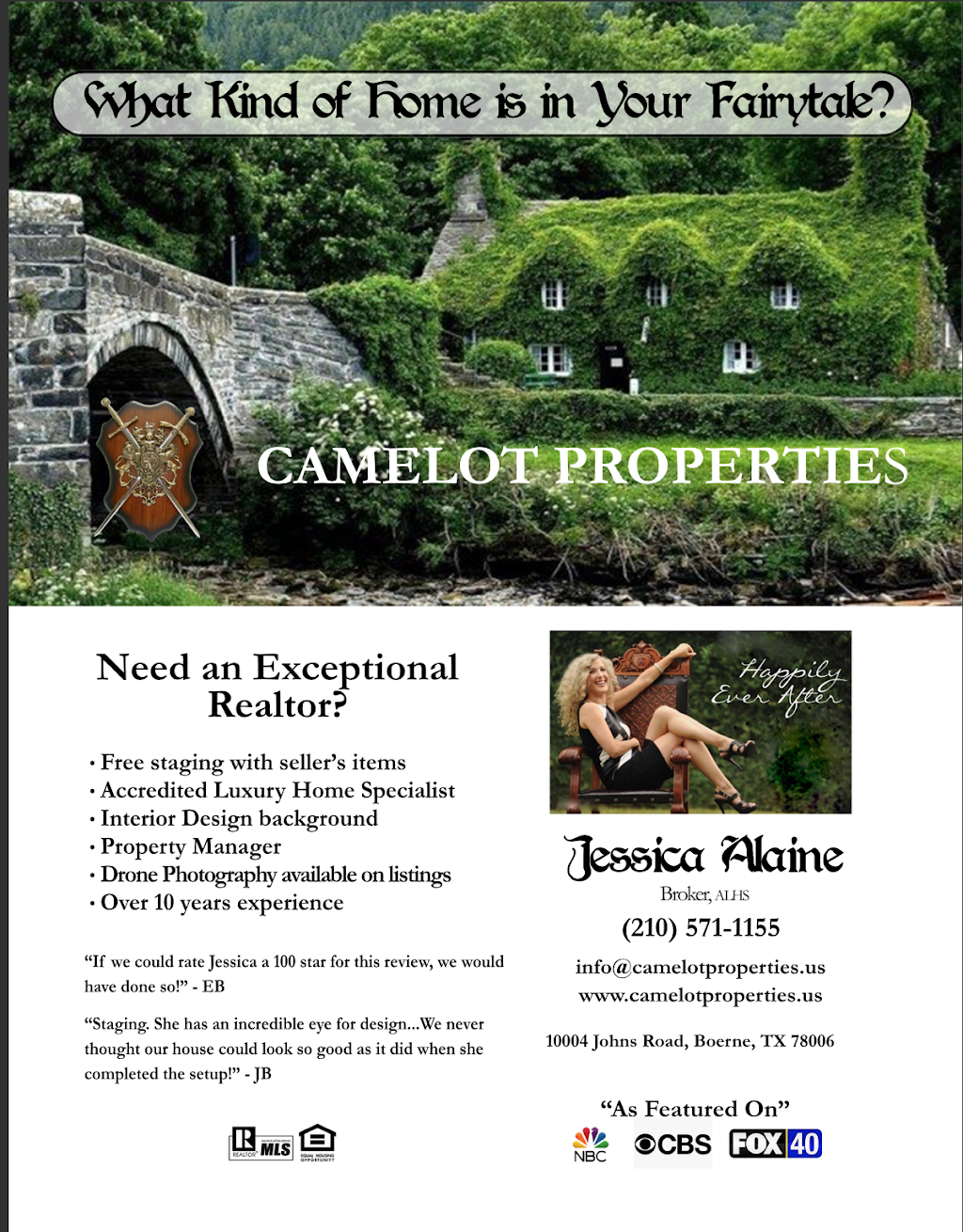 Camelot Properties | 10004 Johns Rd, Boerne, TX 78006, USA | Phone: (210) 571-1155