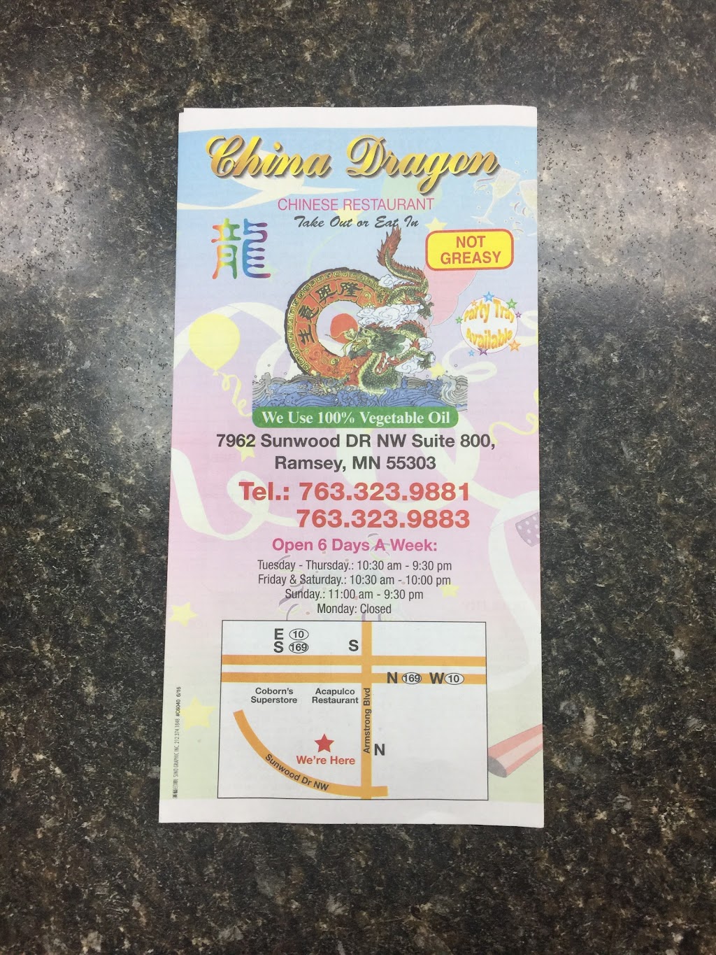 China Dragon | 7962 Sunwood Dr NW #800, Ramsey, MN 55303, USA | Phone: (763) 323-9883