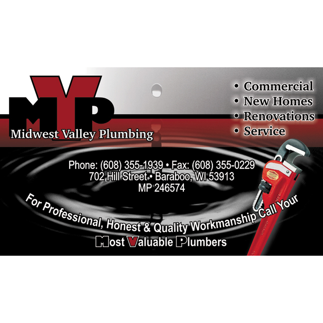 Midwest Valley Plumbing | 702 Hill St, Baraboo, WI 53913, USA | Phone: (608) 355-1939
