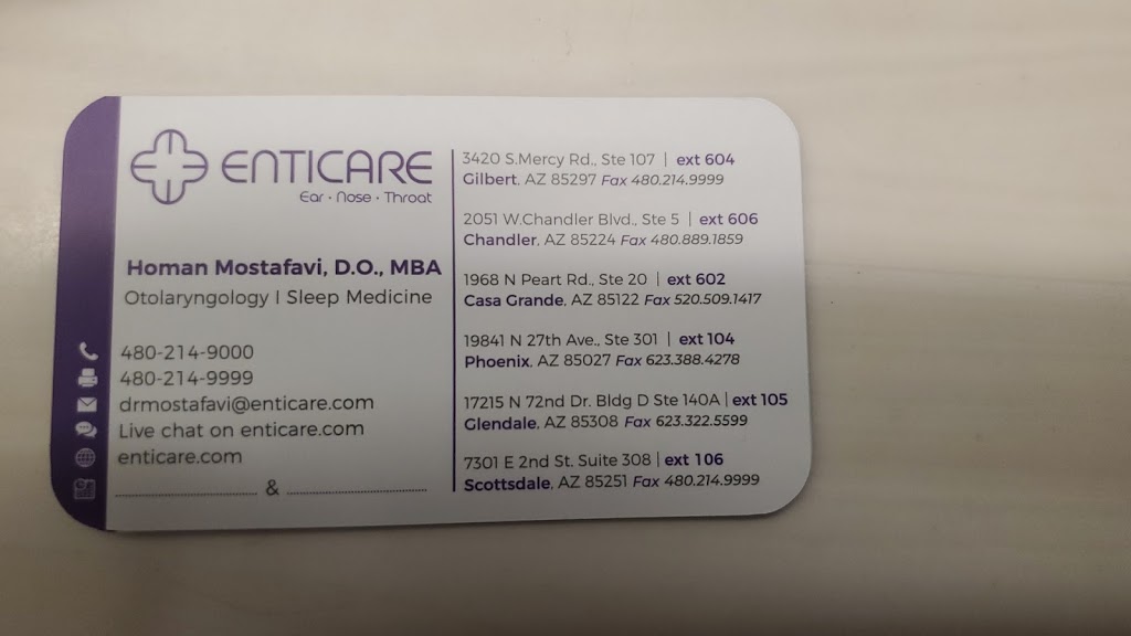 Enticare ENT Glendale | 17215 N 72nd Dr bldg d ste 140a, Glendale, AZ 85308, USA | Phone: (480) 214-9000