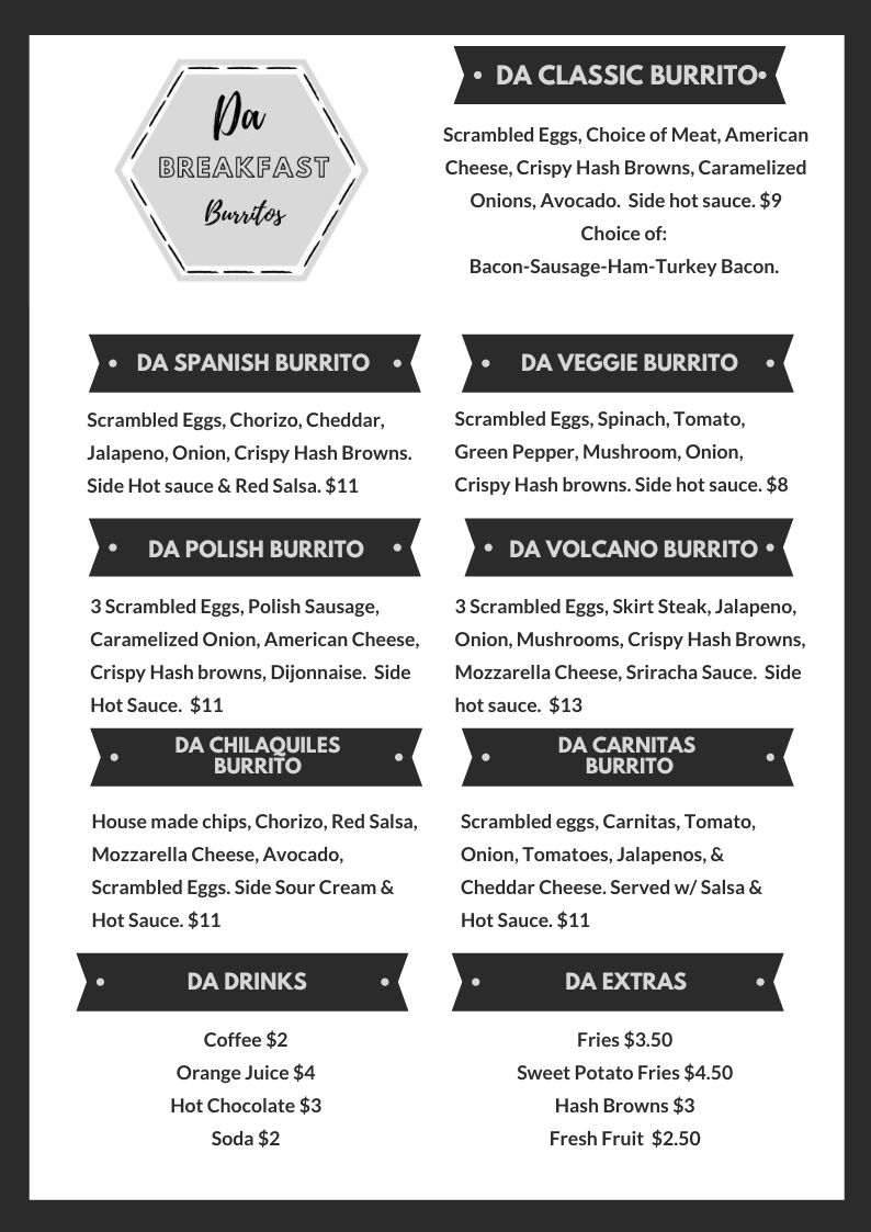 Da Breakfast Burritos by Rise N Dine | 102 S Milwaukee Ave, Wheeling, IL 60090, USA | Phone: (847) 541-4900