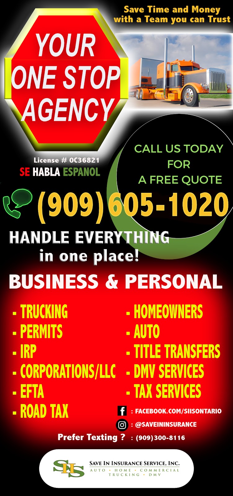 Save In Insurance Services | 4320 Mills Cir B, Ontario, CA 91764, USA | Phone: (909) 605-1020