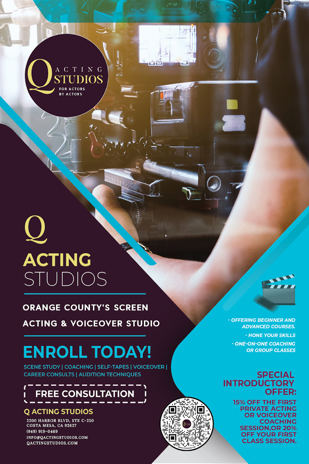 Q Acting Studios | 2200 Harbor Blvd Suite C-250, Costa Mesa, CA 92627, USA | Phone: (949) 919-0469