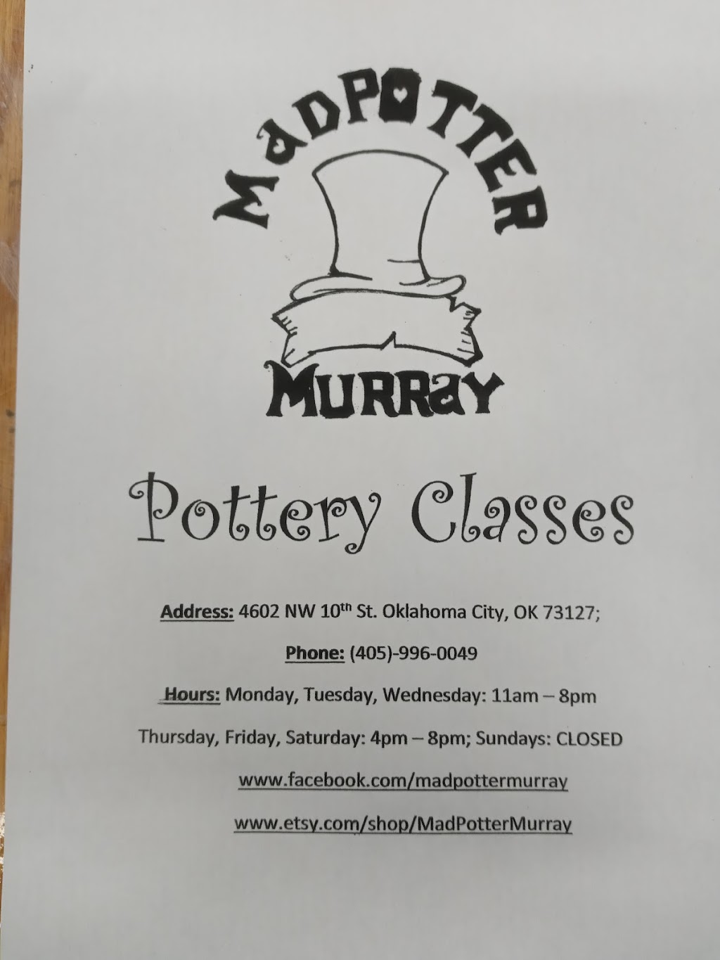 Mad Potter Murray | 4602 NW 10th St, Oklahoma City, OK 73127, USA | Phone: (405) 996-0049