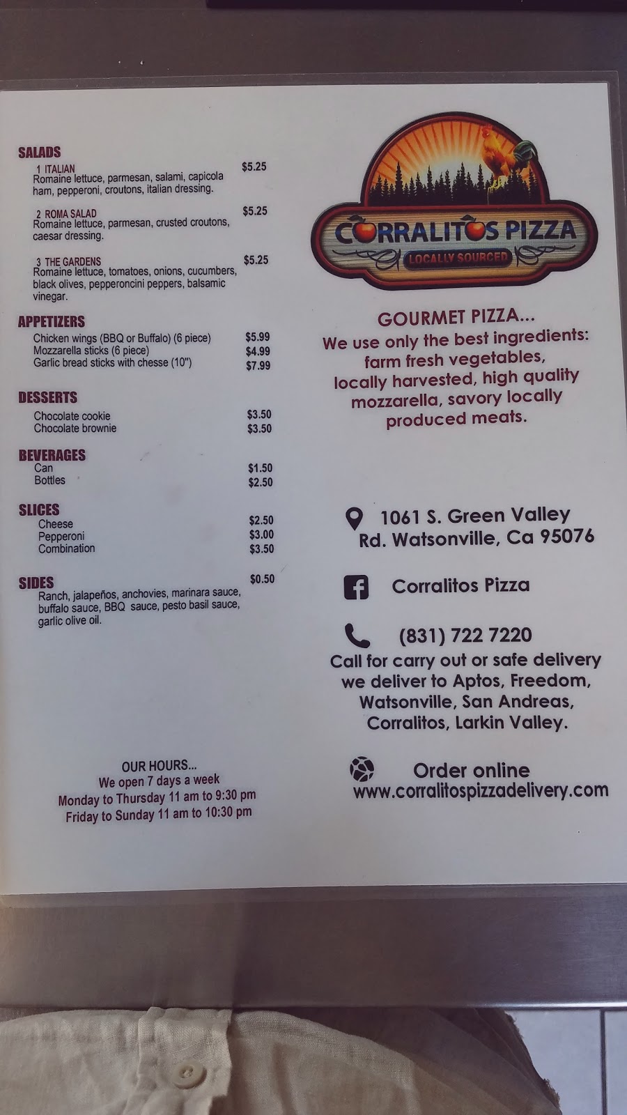 Corralitos Pizza | 1061 S Green Valley Rd, Watsonville, CA 95076, USA | Phone: (831) 722-7220