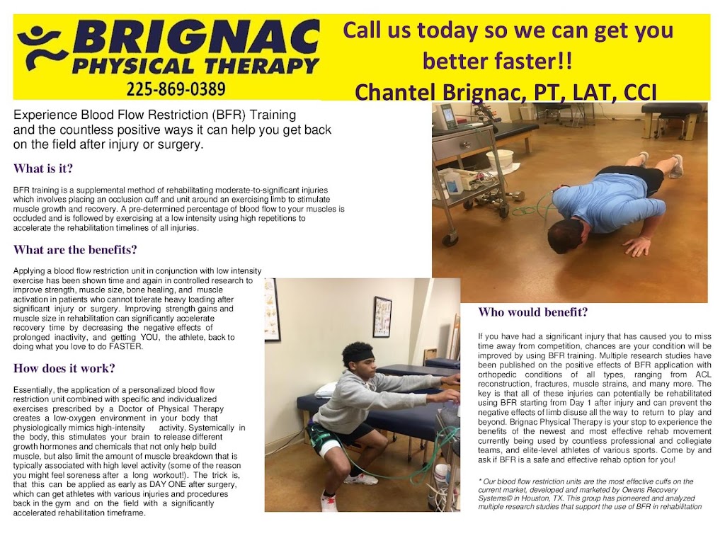 Brignac Physical Therapy | 1732 Deroche Cir, Gramercy, LA 70052, USA | Phone: (225) 869-0389