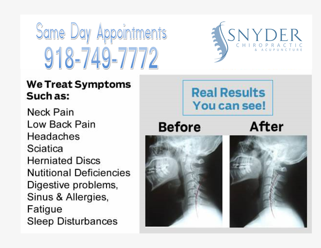 Snyder Chiropractic & Acupuncture | 4146 S Harvard Ave Ste F-5, Tulsa, OK 74135, USA | Phone: (918) 749-7772